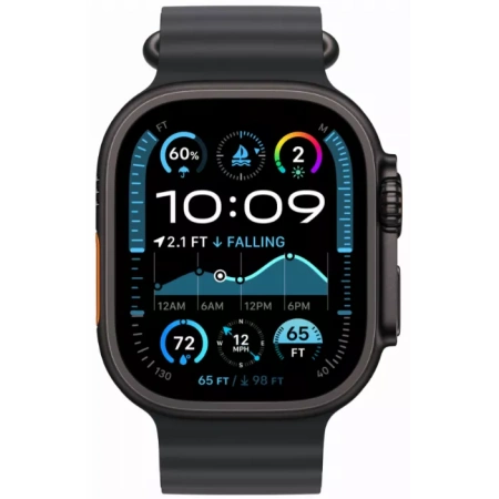 Apple Watch Series Ultra 2 49mm Black Titanium Case with Black Ocean Band One Size