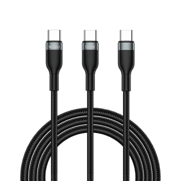 Кабель WIWU Concise USB-C to USB-C + USB-C 1.2m 100W Black